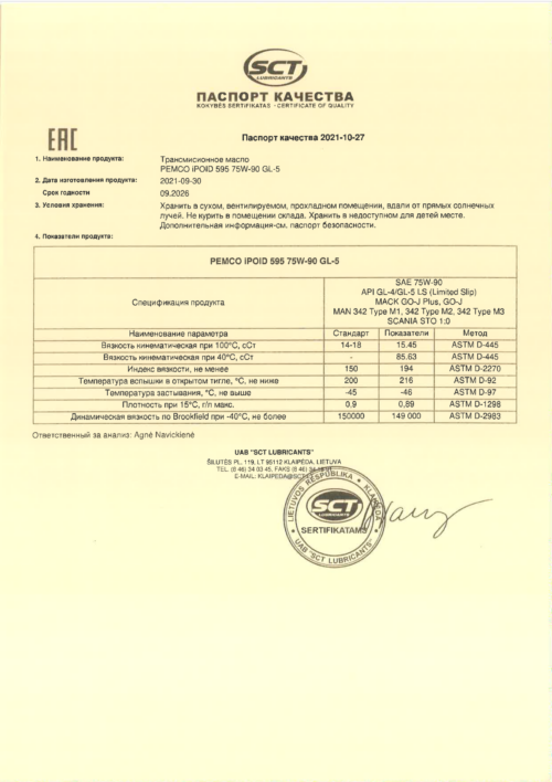 Масло трансмиссионное Pemco iPOID 595 75/90 API GL-4/GL-5 (208 л.)