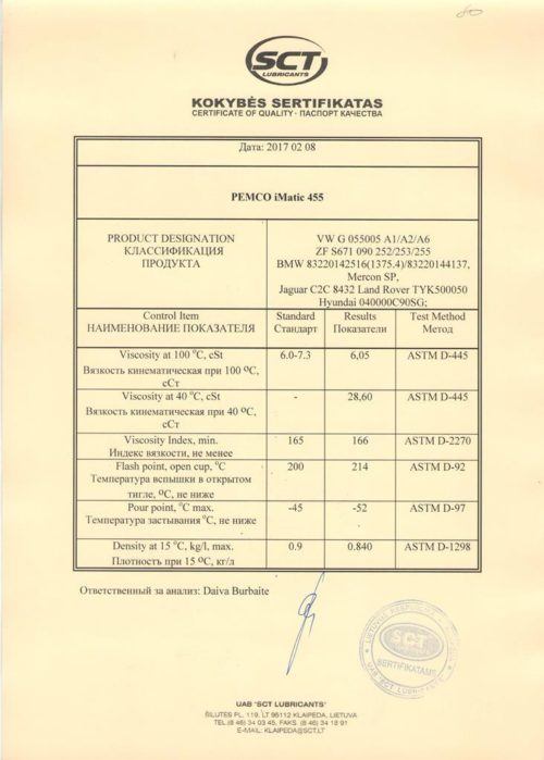 Масло трансмиссионное Pemco iMATIC 455 ATF TL 55 (1 л.)